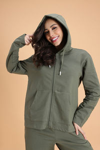 Zivame Knit Cotton Hoodie - Four Leaf Clover — thumbnail 8